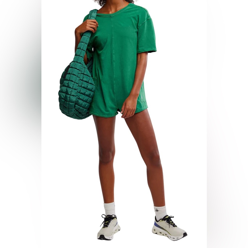 Free People Hot Shot Romper color heritage green